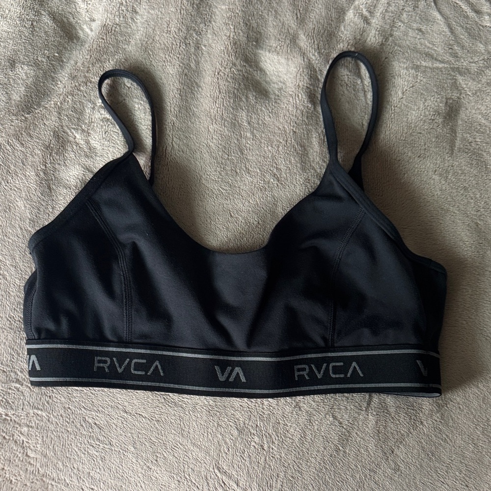 RVCA Black Sports Bra with Logo Band